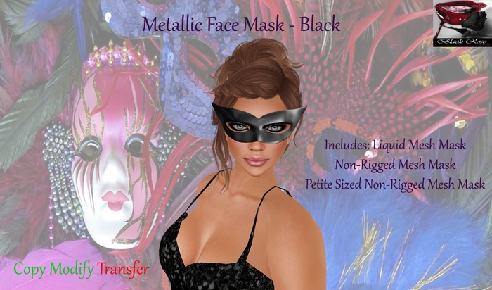 ~~{@BRV@}~~ Metallic Mask - Mesh - Black {Boxed}
