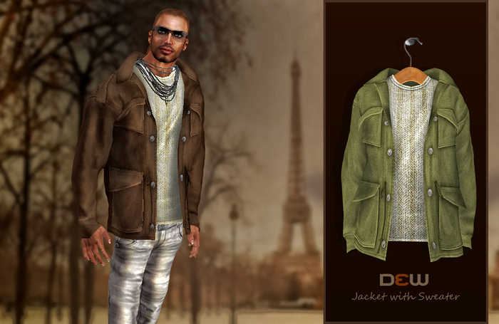 "DEW" OUTLET/ Jacket with sweater light olive