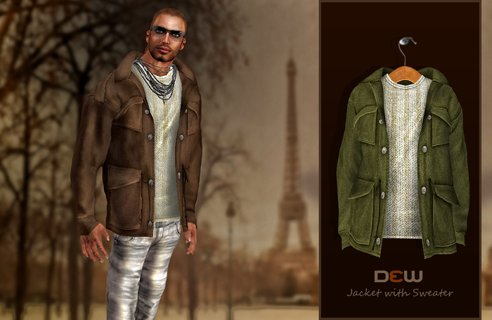 "DEW" OUTLET/ Jacket with sweater olive