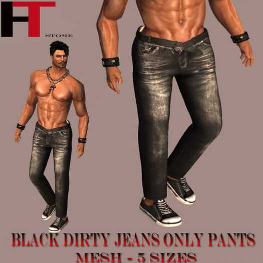 (H-T) BLACK  DIRTY JEANS WITH NEW  LOGO