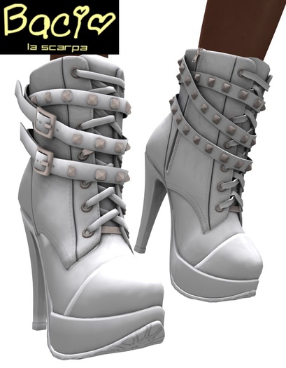 Bacio Mesh stiletto boots white BOX