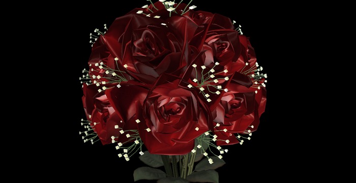 Round bouquet red box