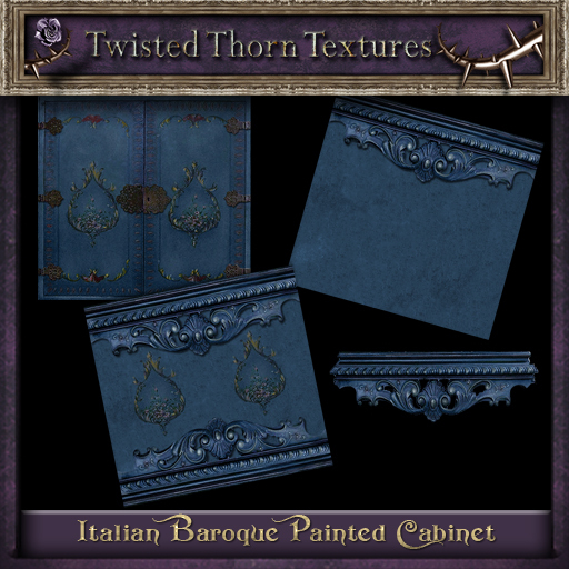 ~TTT~ Italian Baroque Painted Cabinet Textures - Blue