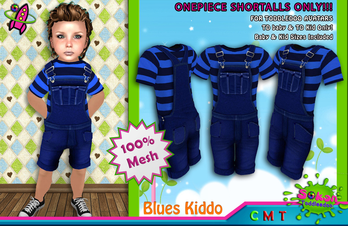 [SKL] Toddleedoo Blues Kiddo Mesh Shortalls / Overalls SHORT