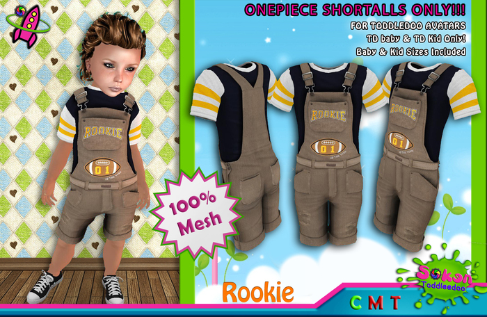[SKL] Toddleedoo Rookie Mesh Shortalls / Overalls SHORT