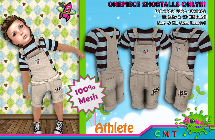 [SKL] Toddleedoo Athlete Mesh Shortalls / Overalls SHORT