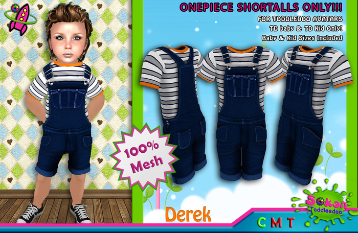 [SKL] Toddleedoo Derek Mesh Shortalls / Overalls SHORT