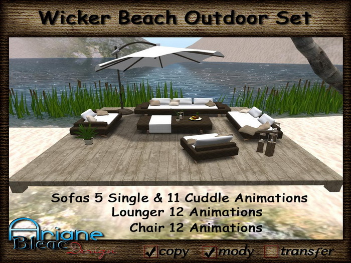 Sofa / Lounger Set Wicker Beach Outdoor with Patio & Parasol * PROMO PRICE *