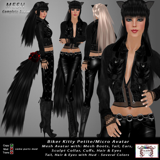 Biker Kitty- Neko Complete Petite/Micro Avatar
