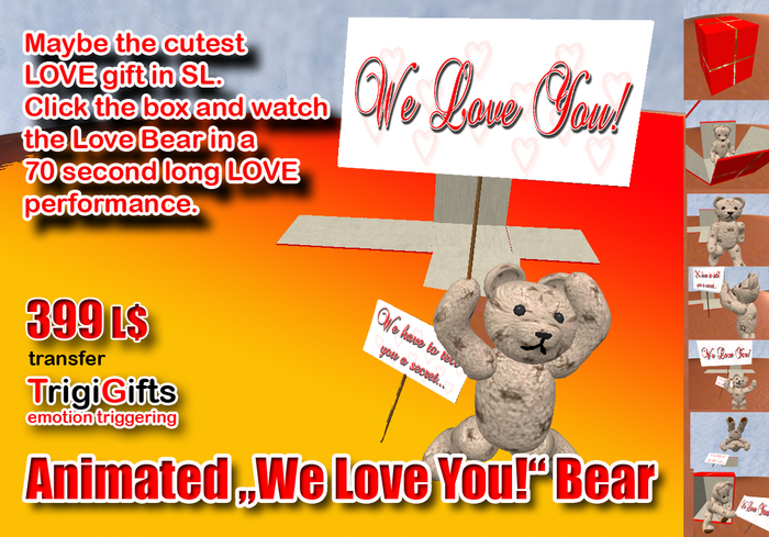 70 sec. Animated Love Bear Nr. 1 /Teddy Bear / I LOVE YOU /Emotion Triggering Gifts/Birthday Gift ,Valentines Day