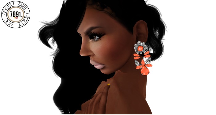 [7891.] Intricate Earrings - Orange  (W\Resize)
