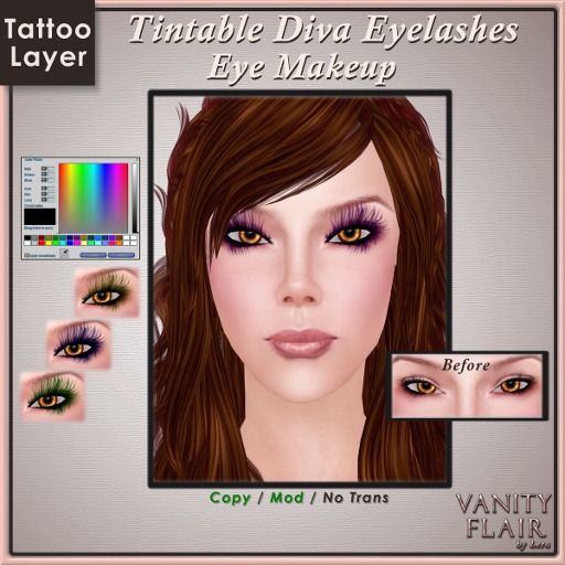 Tintable Diva Eyelashes with Eyeliner - Tattoo