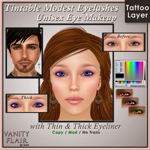 Tintable Modest Eyelashes with Thin & Thick Eyeliner - Unisex Tattoo