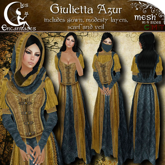 *LE* Giulietta Azur  - Medieval Renaissance mesh gown