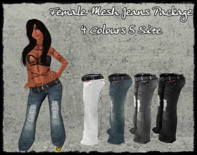 Mesh Jeans Ripped Female  Package