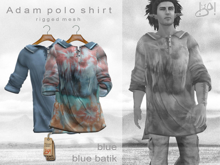 !gO! Adam - polo shirt - blue+batik