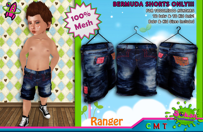 [SKTD] Toddleedoo Ranger Mesh Jeans Bermuda Shorts