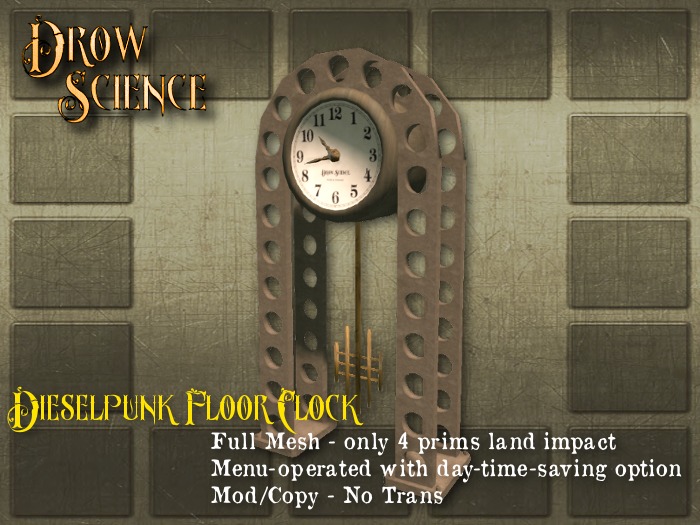 Drow Science Dieselpunk Floor Clock