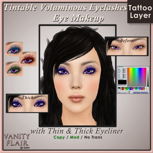 Tintable Voluminous Eyelashes with Thin & Thick Eyeliner - Tattoo