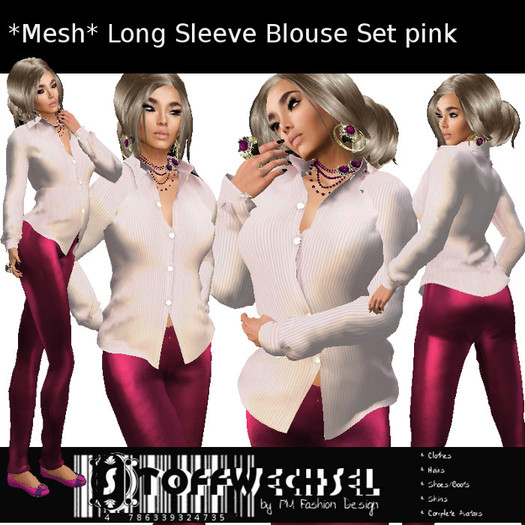 [Stoffwechsel] *Mesh* Long Sleeves Blouse Basic Dress pink