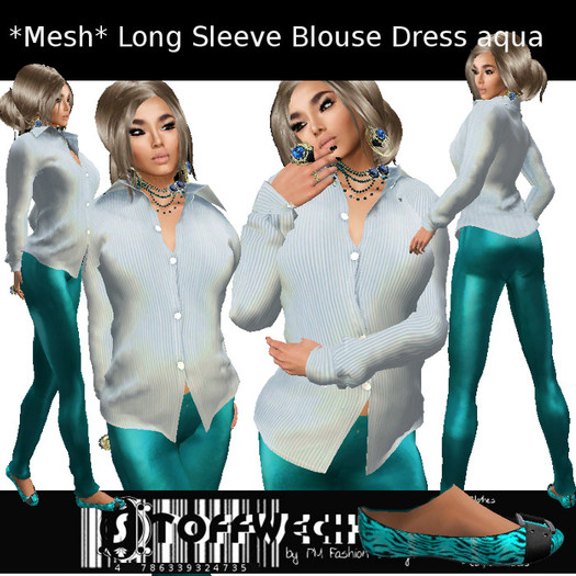 [Stoffwechsel] *Mesh* Long Sleeves Blouse Basic Dress blue