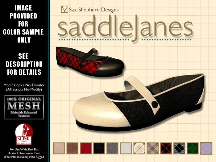 ! !SSD ~ Saddle Janes Flats ~ Single (Cream Tartan)