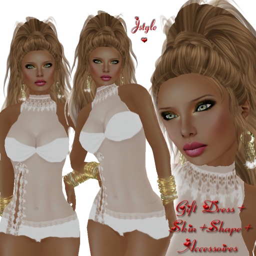 GIFT DRESS WHITE+ACCESSOIRE+SKIN+SHAPE