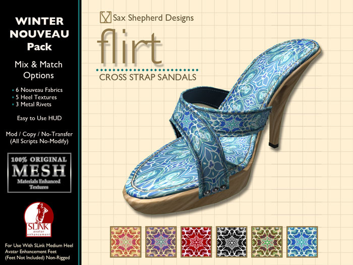 ! !SSD ~ Flirt Cross Strap Mules Winter Nouveau (!Pack)