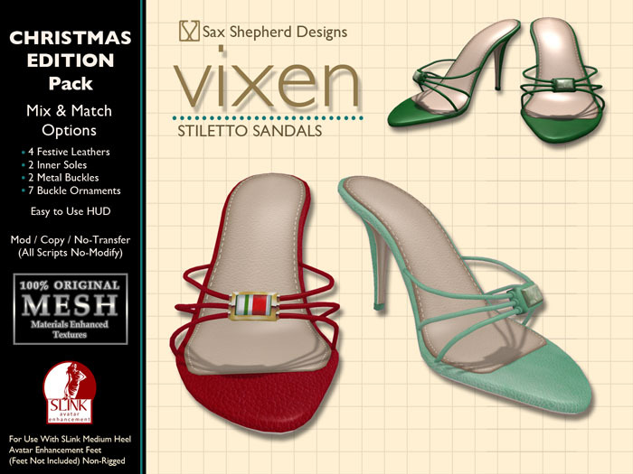 ! !SSD ~ Vixen Stiletto Sandals ~ Xmas Pack