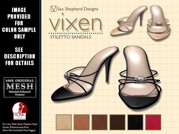 ! !SSD ~ Vixen Stiletto Sandals ~ Leather Single (Medium)