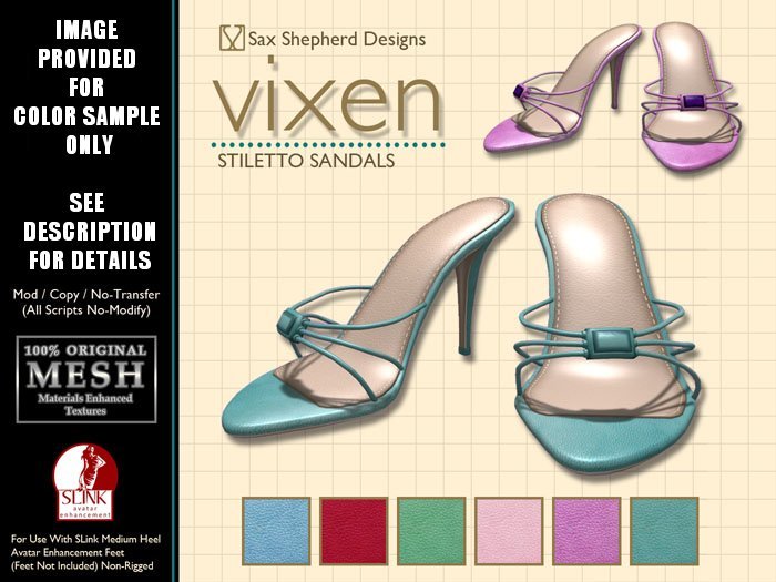 ! !SSD ~ Vixen Stiletto Sandals ~ Pastel Single (Spring)