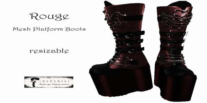 {REVERIE} Mesh Platform Boots - Rouge
