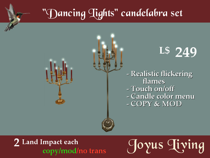 JL "Dancing Lights" Candelabra set