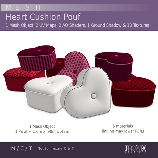 Trowix - Heart Cushion Pouf Mesh Pack