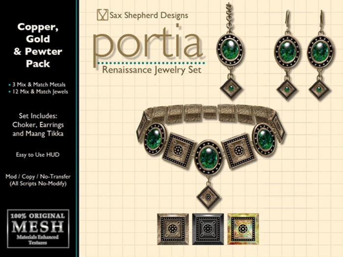 ! !SSD ~ Portia Renaissance Jewelry Set (Copper Gold Pewter)