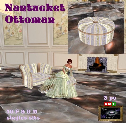 *EbE* Nantucket Ottoman (wisteria-beech)