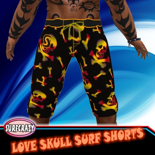 LOVE SKULL BOARDSHORTS by SURFCRAZY great gift