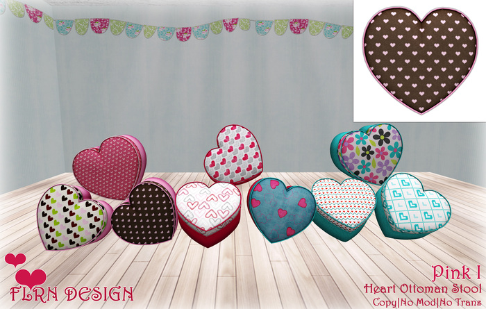 Heart Ottoman Stool Pink I