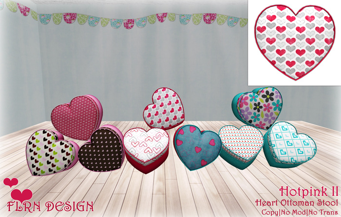 Heart Ottoman Stool HotPink II