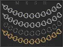 T-3D Creations [ Heart chain Curved 22 Rings - Gold / Silver / Black / Light Silver - ] Micro MESH - Full Perm -