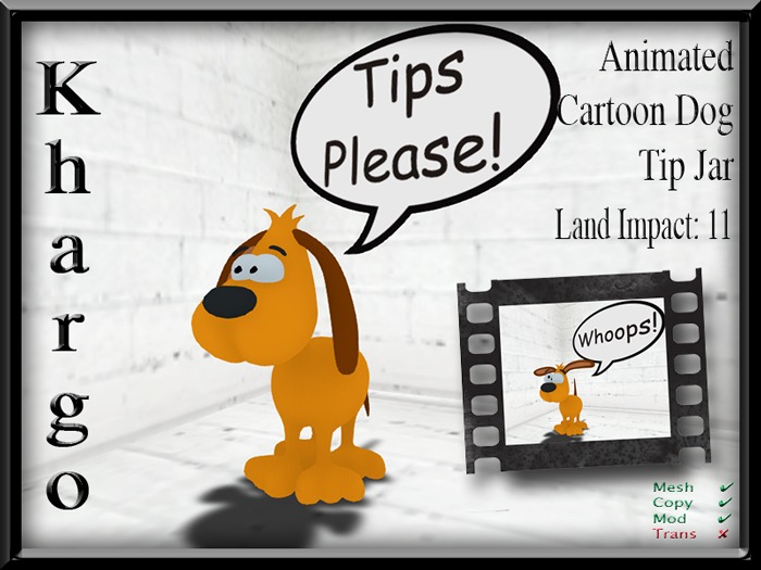  Animated Cartoon Dog Tip Jar / Tipjar