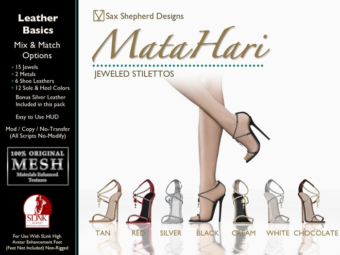 ! !SSD ~ Mata Hari Jeweled Stiletto ~~ Leather Basics+ Pack