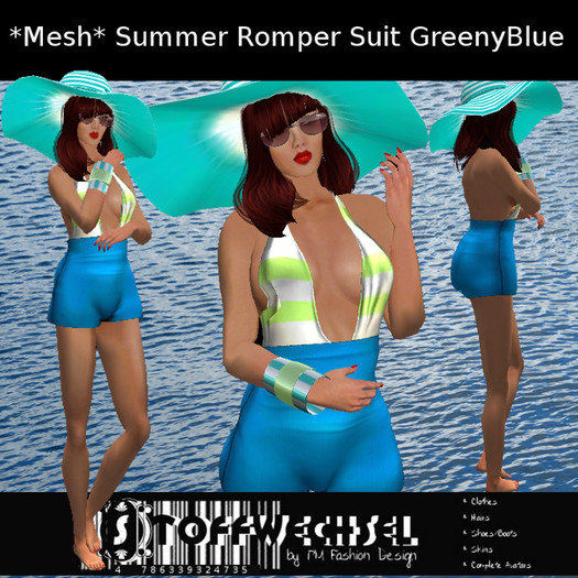 [Stoffwechsel] *Mesh* Romper  Suit GreenyBlue