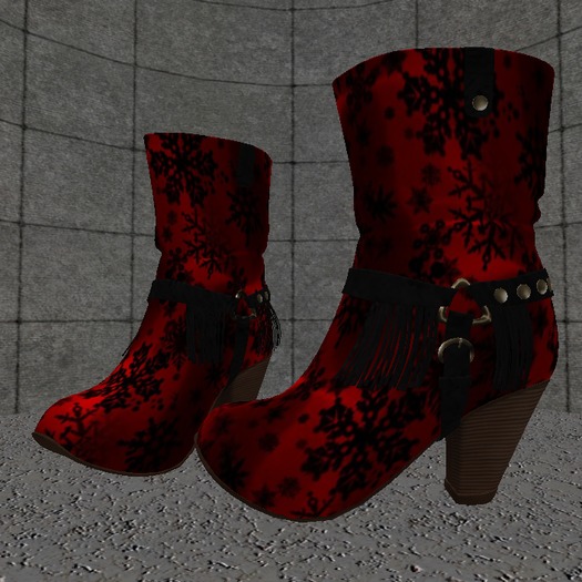 Mesh_Ladies Cowboy Boots Red snowflake