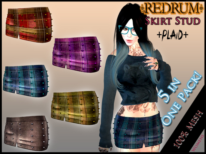 +REDRUM+ SKIRT STUD PLAID