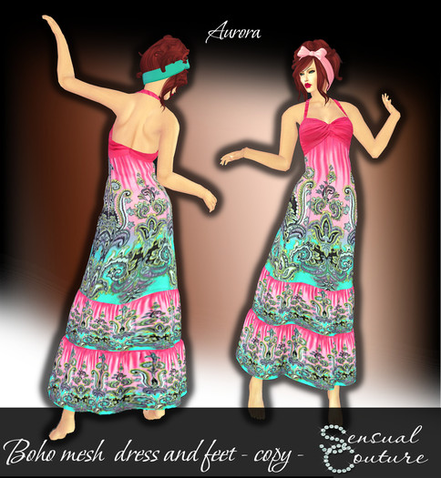 Mesh Boho long dress  * aurora *