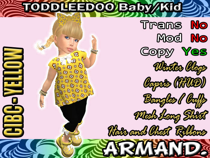--ARMAND-- CUTE IN BLACK CAPRIS - YELLOW