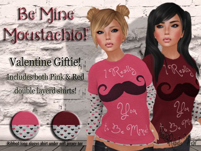 ::: Be Mine Moustachio! Layered Shirt :::