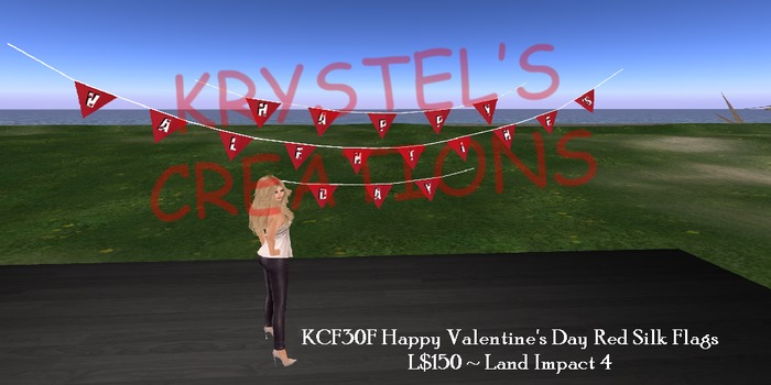 KCF3OF Happy Valentine's Day Red Silk Flags (Rezz Me)