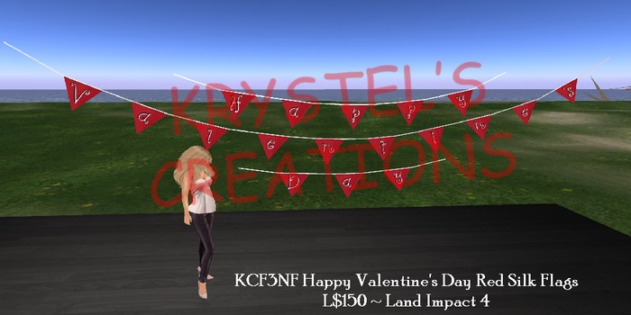 KCF3NF Happy Valentine's Day Red Silk Flags (Rezz Me)